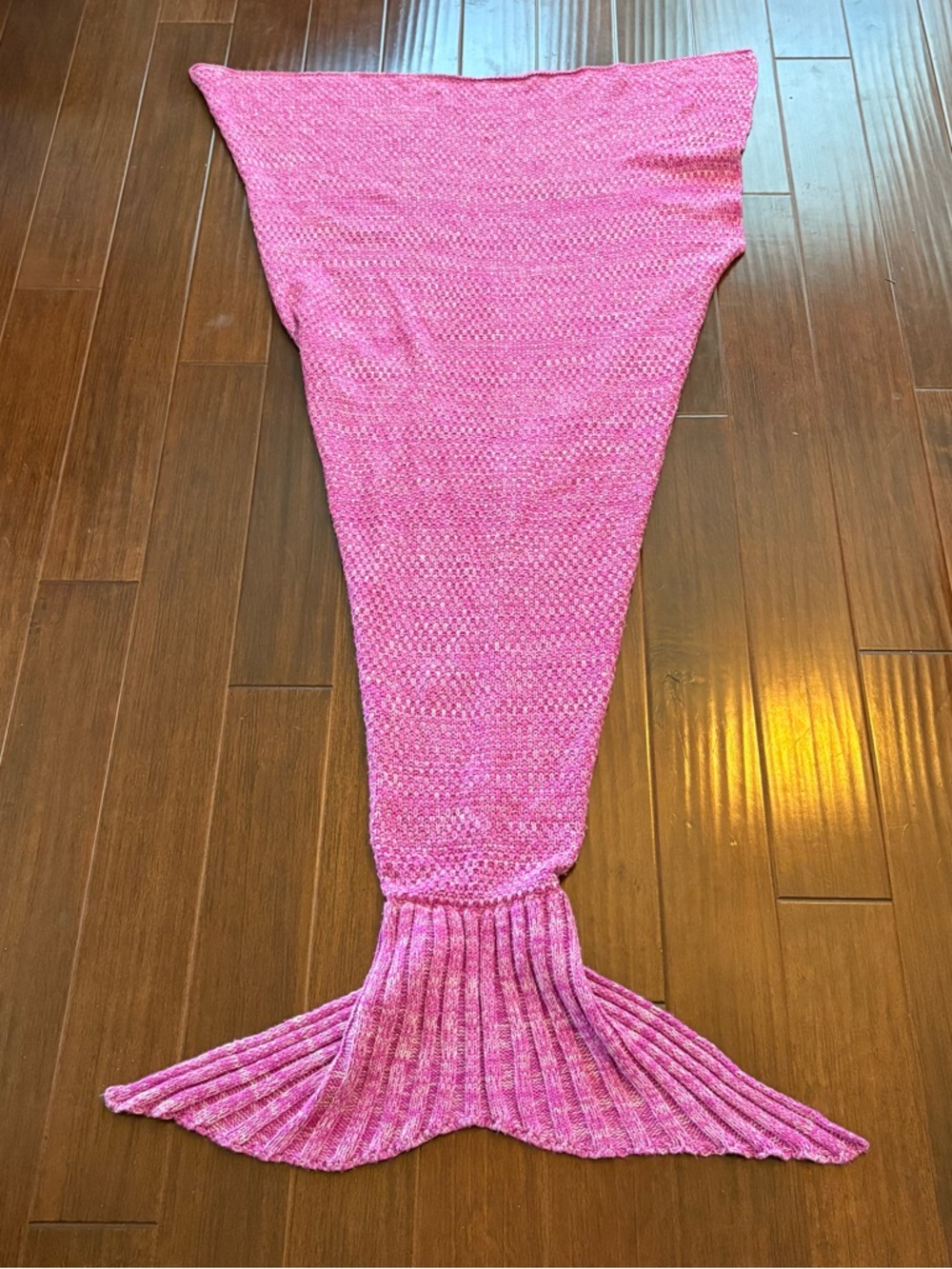 Pink Knit Mermaid Tail Blanket